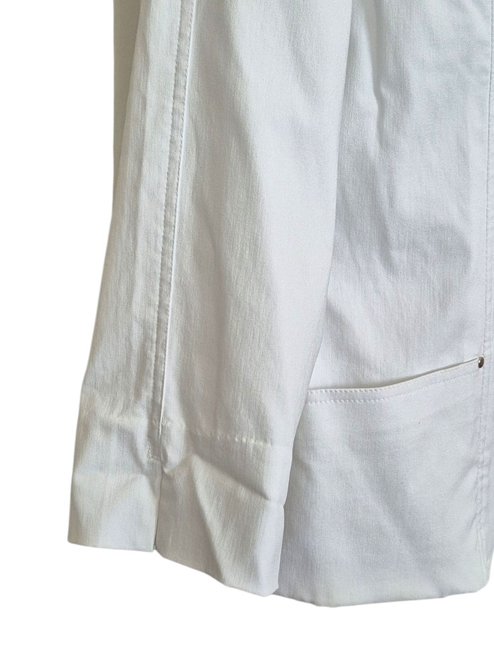 White Stretch Zip Front Jacket 12 3/4 Sleeve Nautical Golf Resort Coastal Tennis - Picture 5 of 8